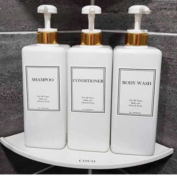 HARRA HOME Modern Gold Design Shower Dispenser Sets, 27 oz Refillable Bottles Wi - Picture 6 of 8